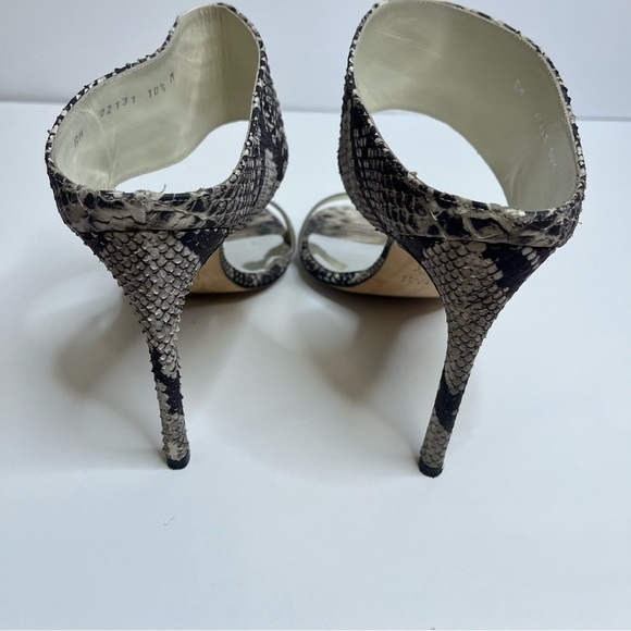 Stuart Weitzman Myslide Snakeskin and Silver Strap Stiletto Pump Mules Size 10.5 - Picture 9 of 15